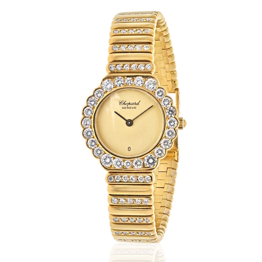 Chopard 18K Yellow Gold Diamond Bezel Vintage Cocktail Ladies Wristwatch